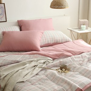 [코쉬] 미네뜨 시어서커 리플 여름이불+베개커버+침대패드 냉감이불 세트 SS Q 3컬러, 미네뜨 핑크 SS