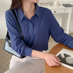 플루터 구김적은 여성 히든버튼 셔츠