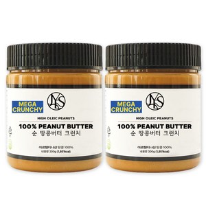 순 땅콩버터 크런치 100% 무첨가, 2개, 300g