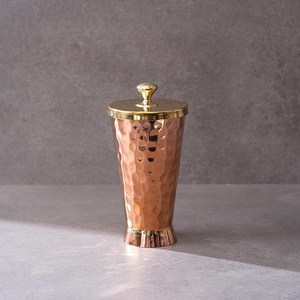 P-TAL Copper Tumbler with Lid Serving Copper Glass with Brass Lid Tamba Glass with Ayurvedic Health, 1개, 600ml