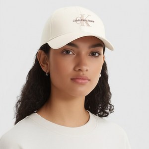 캘빈클라인진 모자 여성용 모노그램 CK 자수로고 볼캡 화이트 휘트