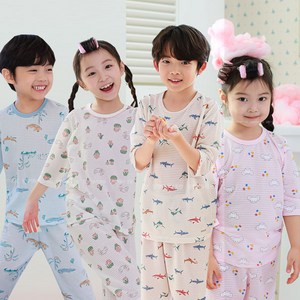 원이가게 삐삐롱 2025 아동 유아 어린이 면소재 내의 내복 자카드 7부 실내복 상하 세트 90~150호