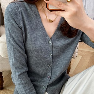 데일로엔 여성 무지 브이 가디건