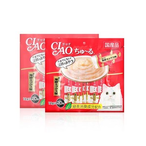 이나바 챠오 츄르 고양이 짜먹는 간식 20p, 참치+해산물 혼합맛 (SC-127), 280g, 2개