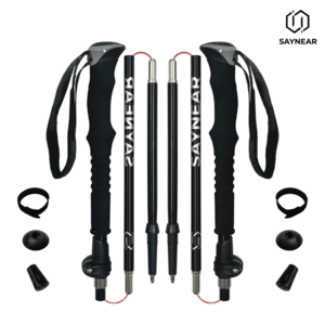 세이니어 등산스틱 두랄루민7075 초경량 5단 접이식 2P 세트, 블랙, 2개