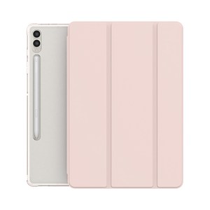 베스티아 태블릿 투명 하드 케이스 펜슬 수납 스마트커버 갤럭시탭, S8울트라. S9울트라 (14.6), 핑크