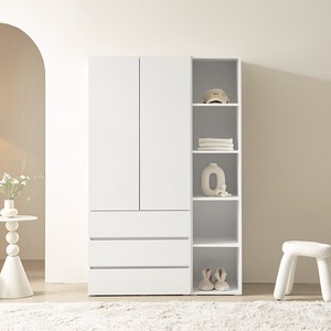 포스트모던 니트 1200 옷장 (서랍옷장+오픈 틈새옷장), 화이트