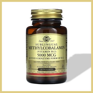 솔가 설하 메틸 코발라민 (비타민 B12) 5 000 mcg 60 너겟, 60개, 1개, 0.19kg