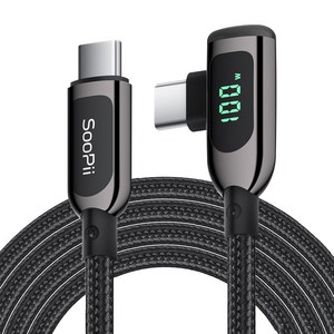 Soopii LED 전력표시 100W ㄱ자 게이밍 고속충전케이블 S40CC 2m, 1개