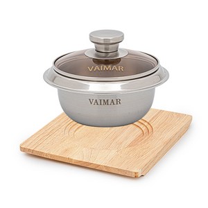 바이마르 304 스텐 인덕션가능 가마솥 + 원목받침 세트, 02) 2~3인용 18cm, 1개