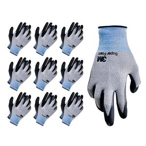 3M 컴포트그립 슈퍼폼 글러브 휴대폰 스마트폰 터치 미끄럼방지 기능 / 3M Comfort grip Super foam NBR Coating gloves touch nonslip, S, 10개