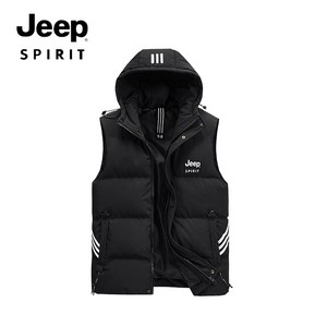 JEEP SPIRIT 숏 후드 패딩 조끼 베스트 가을 겨울 공용 지퍼 캐쥬얼 아우터