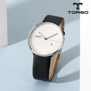 TORSO 토르소 T77L 무소음 투핸즈 심플리 데이트 커플 워치 남여 가죽 시계