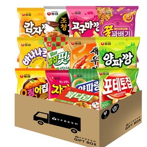 [YFRESH]농심 스낵 봉지과자 과자선물세트 13종(감자깡 조청유과 고구마깡 꿀꽈배기 바나나킥 벌집핏자 새우깡 양파깡 오징어집 자갈치 양파링 포테토칩 닭다리) + YFRESH박스