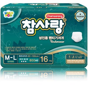 참사랑 프리미엄 팬티형 중형16px4팩 성인용기저귀, 중형, 16개입, 4개