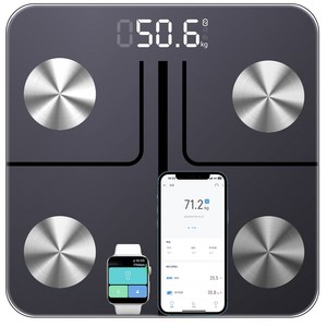 서설 블루투스 스마트체중계 디지털체중계 체지방체중계 아기체중계 가정용체중계 대형 고화질 모니터 고정밀센서, 블랙, BG1911S, 1개