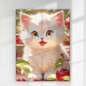 오로라데코덴 캔버스형 보석십자수 40x50cm, MK140 동물 베이비 캣