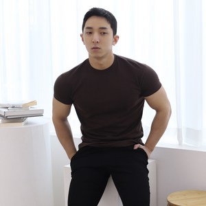 남자 머슬핏 분또 기본 무지 반팔 티셔츠