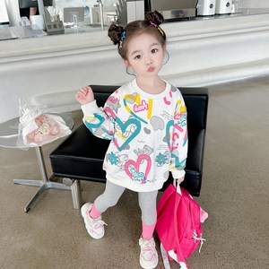 레드호호 하트 곰돌이 맨투맨티 배색 레깅스 세트 상하복