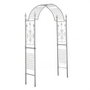 슈퍼앤 정원 장미 아치 대문 꾸미기 가든아치 넝쿨 지지대 옥상 포도나무 대형, 높이 2.4m 오프화이트 흙바닥 지주못 설치형