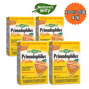 네이쳐스웨이 프리마도필러스 유산균 어린이용 츄어블 타블렛 오렌지, 30정, 4개