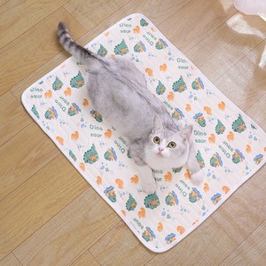 한그래 강아지쿨매트 반려견 미끄럼방지 러그 고양이 애견, 아이보리공룡-M