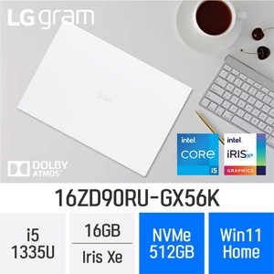 *당일출고/새학기시즌* LG전자 2023 그램16 13세대 16ZD90RU-GX56K - 최신형 업무용 노트북 [파우치/무선마우스 증정], WIN11 Home, 16GB, 512GB, 코어i5, W