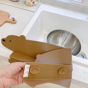 리빙앤소품 러블리 곰돌이 설거지 물막이, 1개, 브라운