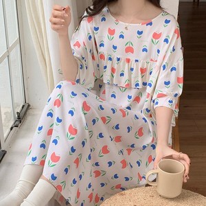 유유라키 플라워 빅사이즈 원피스 파자마 여성 잠옷