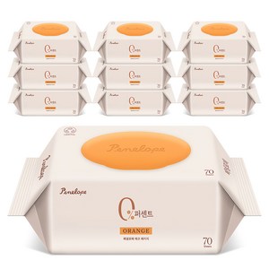 페넬로페 0퍼센트 오렌지 아기물티슈 캡형, 10개, 70개입, 75g