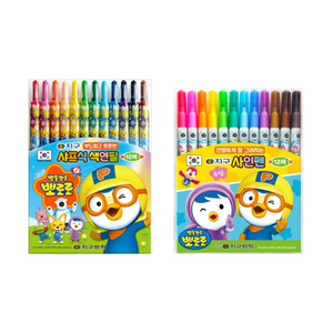 지구화학 지구 뽀로로 샤프식 색연필+사인펜 세트, 12색 10세트