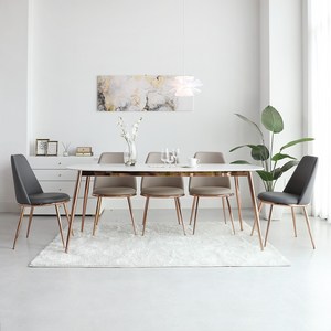 티엔느 디자인 포세린 세라믹 식탁세트 (1800 테이블) 모디카 6인용+토디 의자6p, 1800 사각, 토디(라이트 그레이 6p)