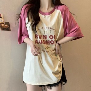주디앤 여성 어셔 나그랑 레터링 면 반팔티
