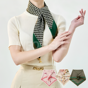 [TV홈쇼핑정품 인포벨]이블링 파리 골드링 스카프 40대 50대 중년 여성 마그네틱 자석 버클 부모님 봄 스카프, 1세트, 핑크 플라워+화이트 플라워+그린 패턴