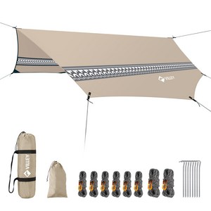 VY133030VK| VILLEY 팔각형 다용도 방수 캠핑 타프 2-4인용, 카키