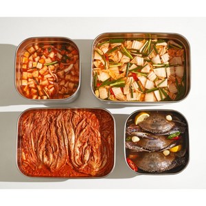 스텐 김치통 스테인레스 김치냉장고통 김장 냉장고 용기 핸들, 7.3L, 1개