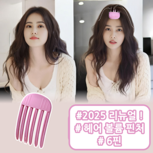 럭스온 볼륨핀처 뿌리 볼륨 집게, 1세트, 핫핑크 6핀