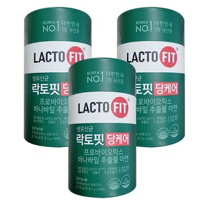 락토핏 당케어 60포 3통 6개월분 생유산균 프리바이오틱스 바나바잎추출물, 120g, 3개