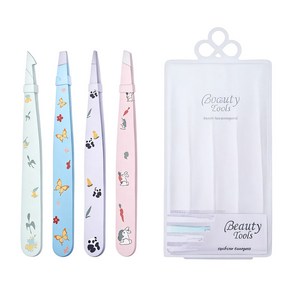 퓨어미즈키 홈 프리미엄 트위저 족집게 세트, 4개, 멀티애니멀