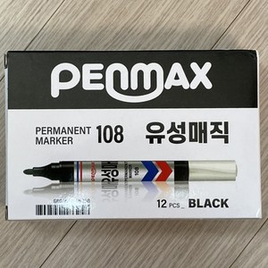 펜맥스 롱유성매직 108 12p, 흑색