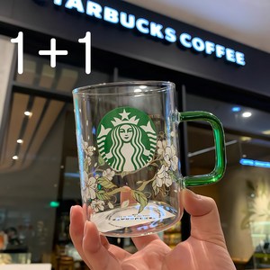 스벅 유리컵 배꽃 머그컵 1+1, 1개, 유리컵 502 ml 1+1