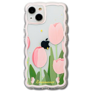 (JXH)핑크 튤립 물결 풀커버 아이폰 케이스