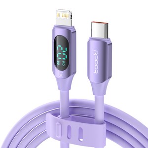 Toocki 디스플레이 C타입 애플8핀 PD 20W 아이폰 호환 고속충전 케이블, 1m, 퍼플, 1개