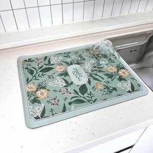 유니드언 규조토 주방 드라잉 매트, 모닝글로리 그린