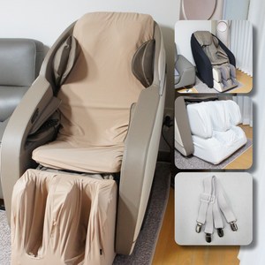 [더퍼] 안마의자커버 3종세트 등커버+다리커버+본체커버 브람스 바디프랜드 코지마 휴테크 호환, 커버클립+등패드커버+본체커버+풋커버 분리형, 베이지