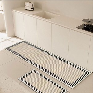 ADJUN(애드준) 빨아쓰는 체크 규조토 발매트 2종세트, 블랙스트라이프