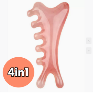 호마켓 4in1 천연수지로 만든 두피 전신 얼굴 괄사 마사지기, 핑크, 1개