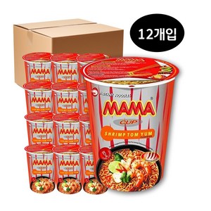 MAMA 마마 태국컵라면 새우 톰얌 맛 70G, 12개