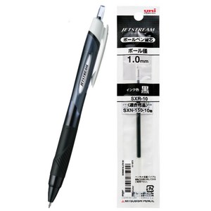 제트스트림 볼펜 유성펜 단색 SXN-150 1.0 흑색 검정 블랙 10개입 1갑, 기본