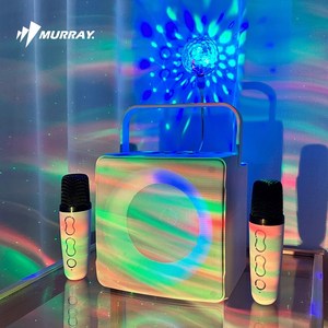무선 블루투스 노래방 듀얼 마이크 LED 스피커 최대 30W 고출력, 스노우화이트 사운드미러볼 1개